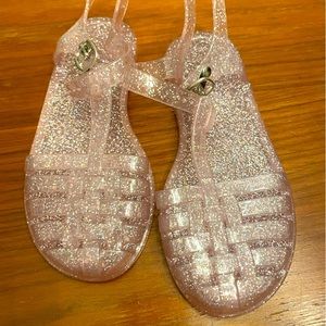 Light Pink Sparkly Jelly Sandal Girls size 12